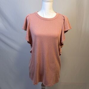 Ruffle Sleeve Blouse in Soft Pink Size Small